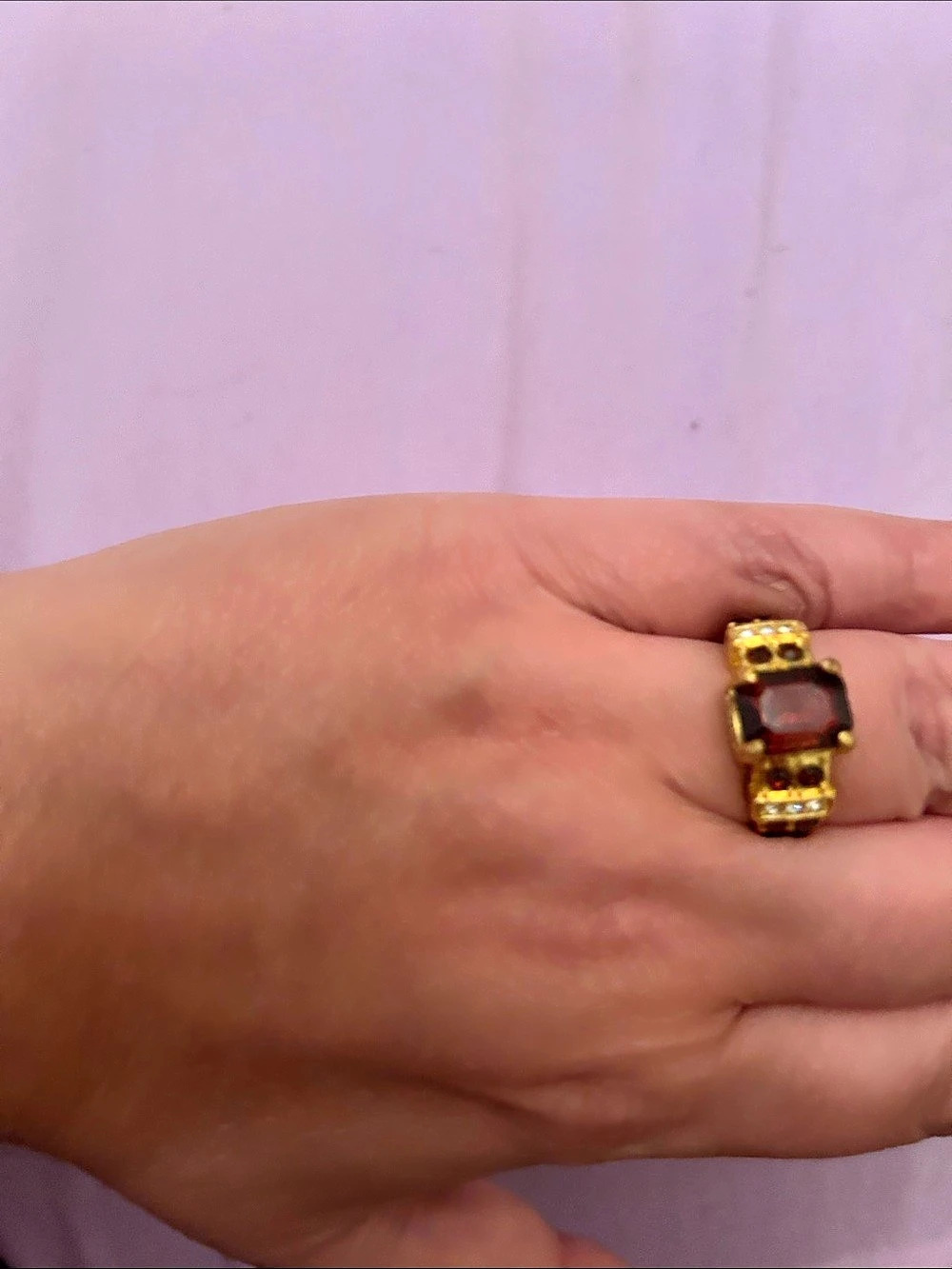 Gold-Tone Red Stone Ring